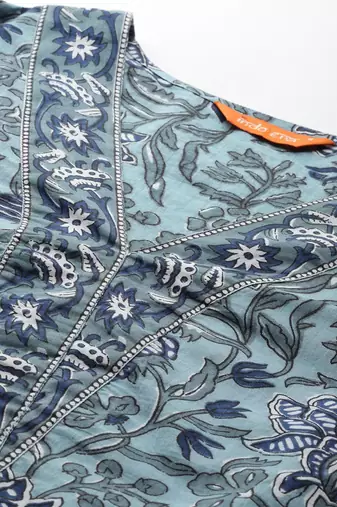 Floral Printed Regular Pure Cotton Kurta with Trousers & Dupatta