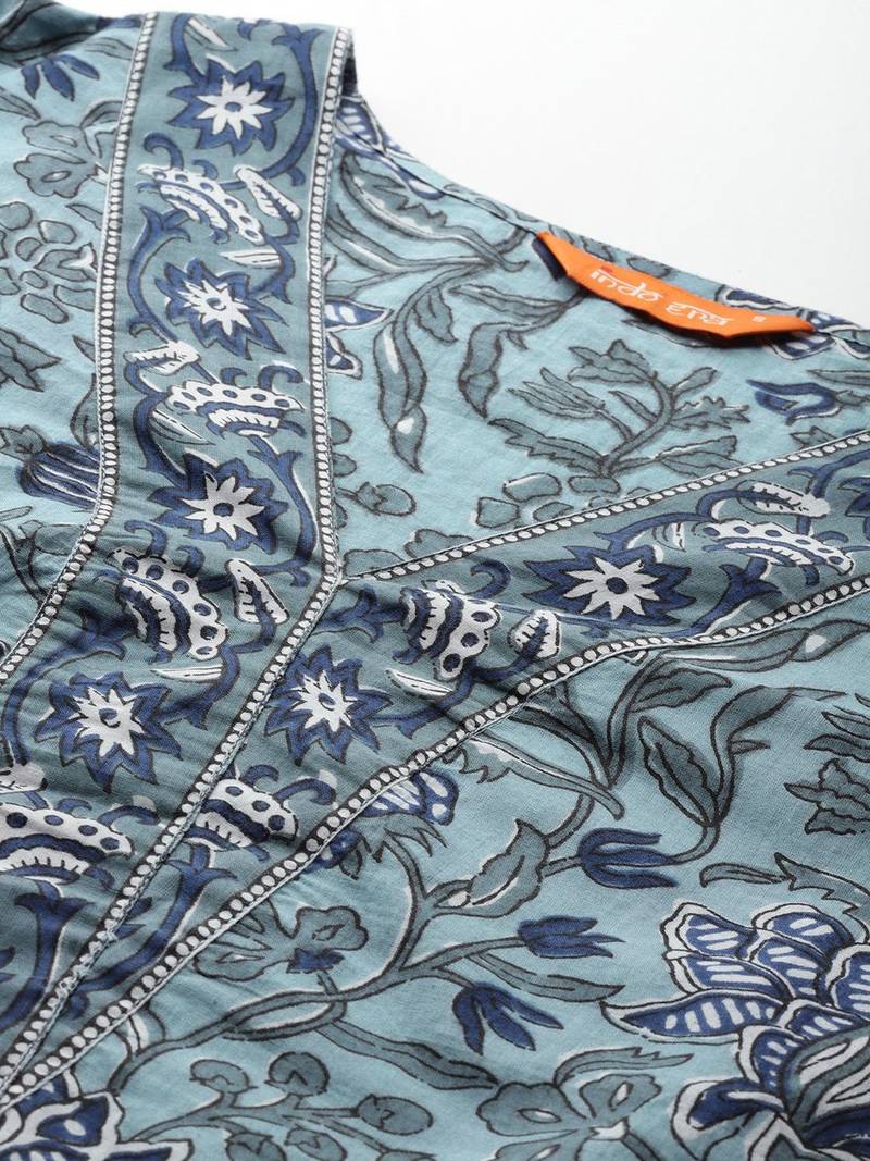 Floral Printed Regular Pure Cotton Kurta with Trousers & Dupatta