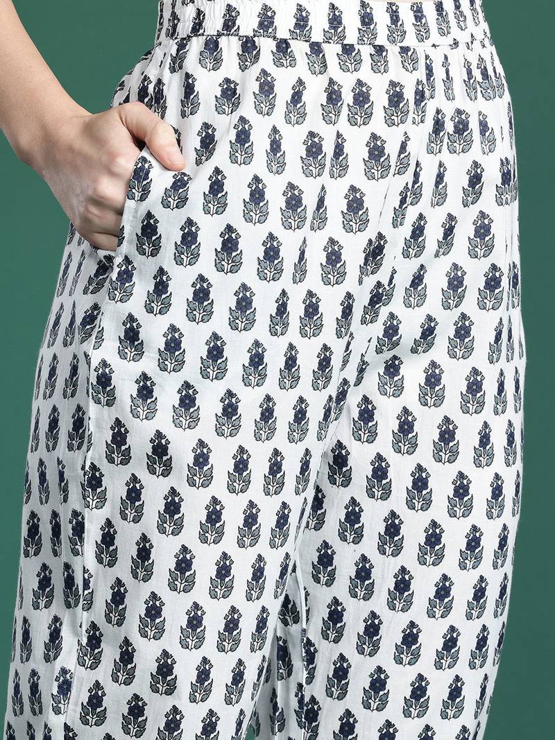 Floral Printed Regular Pure Cotton Kurta with Trousers & Dupatta