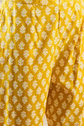 Floral Printed A-Line Mirror Work Pure Cotton Kurta with Trousers & Dupatta