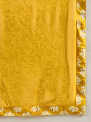 Floral Printed A-Line Mirror Work Pure Cotton Kurta with Trousers & Dupatta 4
