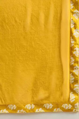 Floral Printed A-Line Mirror Work Pure Cotton Kurta with Trousers & Dupatta