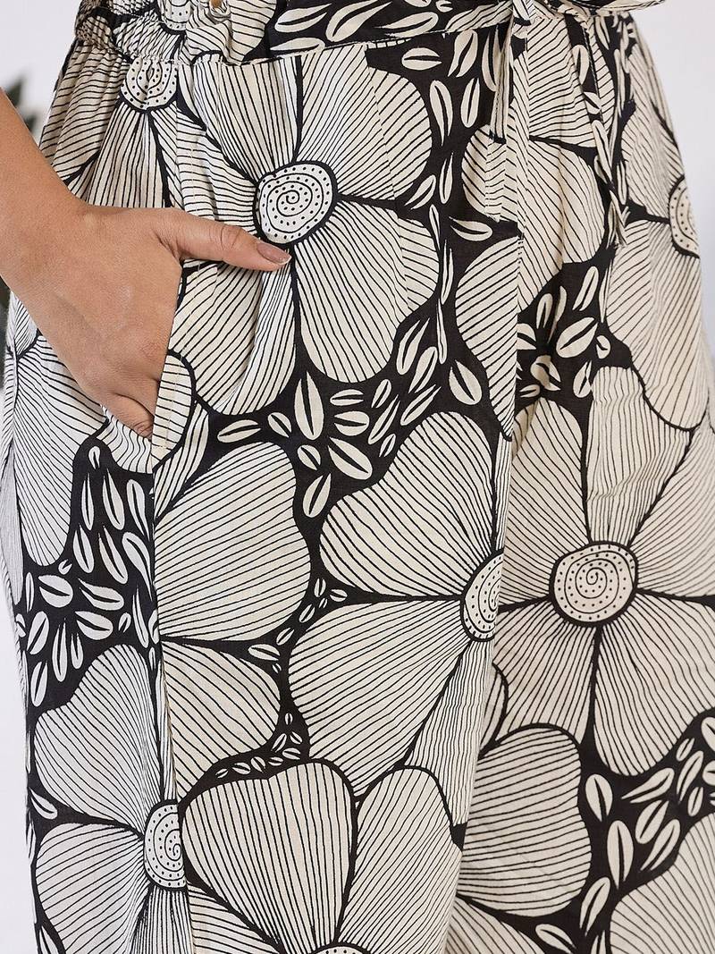 Floral Printed Sequinned Pure Cotton Straight Kurta with Trouser & Dupatta