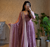 lavender color sequin embroidery silk blend gown set