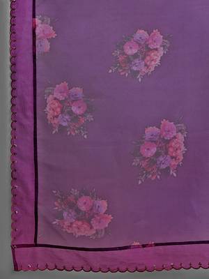 Floral Embroidered Sequinned Liva Kurta With Trousers & Dupatta 4
