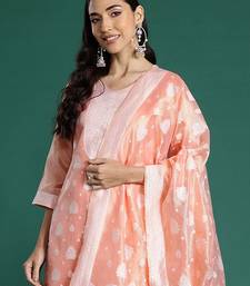Woven Design Kurta With Trousers & Dupatta