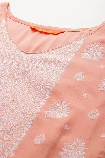 Woven Design Kurta With Trousers & Dupatta