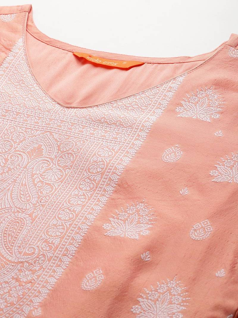 Woven Design Kurta With Trousers & Dupatta