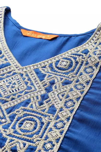 Yoke Design Zardozi Kurta With Trousers & Dupatta