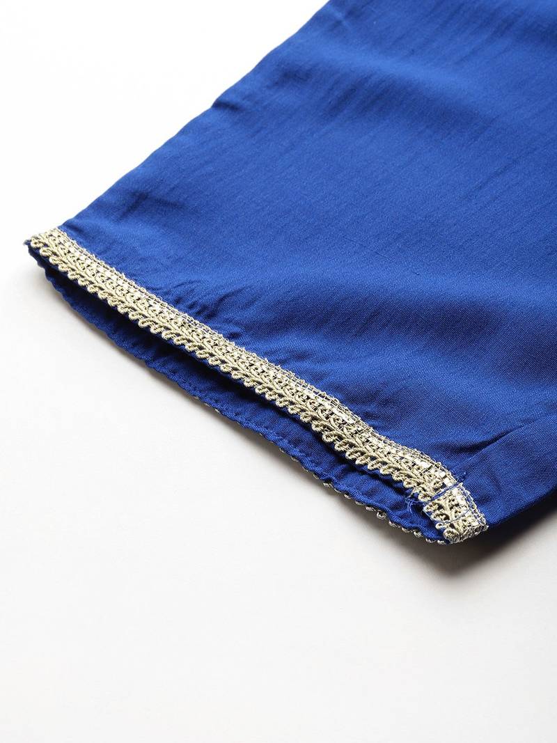 Yoke Design Zardozi Kurta With Trousers & Dupatta
