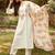 White Floral Yoke Design Tie-Up Neck Straight Kurta With Trousers & Dupatta