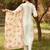 White Floral Yoke Design Tie-Up Neck Straight Kurta With Trousers & Dupatta