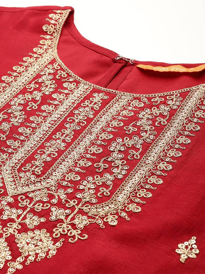 Ethnic Motifs Embroidered Sequinned Kurta With Trousers & Dupatta