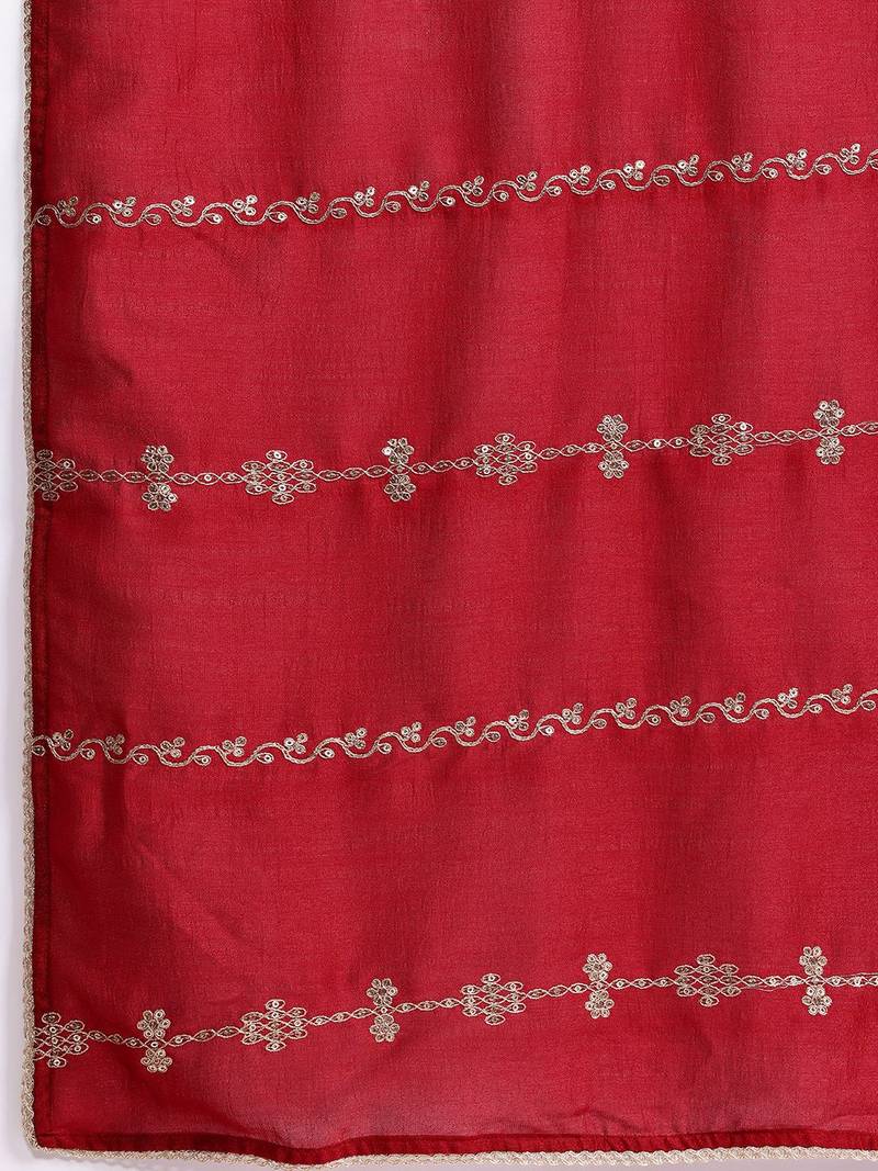 Ethnic Motifs Embroidered Sequinned Kurta With Trousers & Dupatta