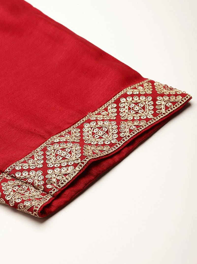Ethnic Motifs Embroidered Sequinned Kurta With Trousers & Dupatta