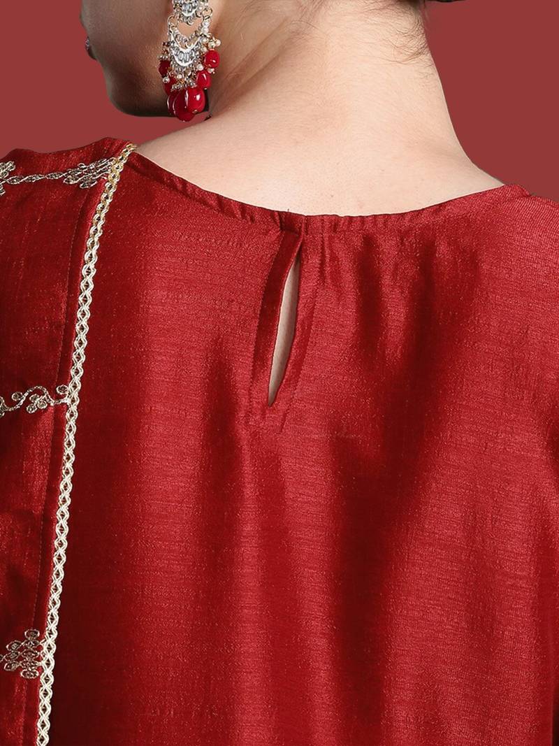 Ethnic Motifs Embroidered Sequinned Kurta With Trousers & Dupatta