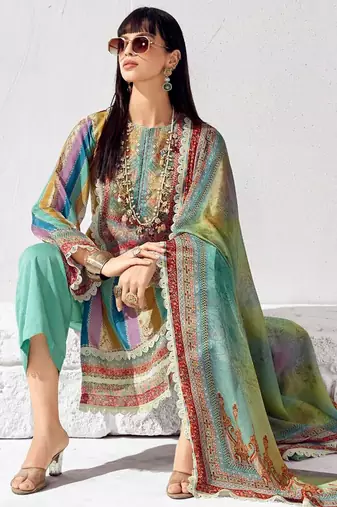 Women Ethnic Motifs Printed Regular Kurta Trousers With Dupatta