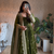 mehendi color sequin embroidery silk blend gown set