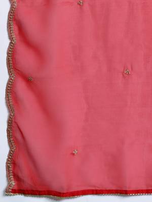 Ethnic Motifs Yoke Design Zari Panelled Liva Kurta With Trousers & Dupatta 4