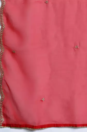Ethnic Motifs Yoke Design Zari Panelled Liva Kurta With Trousers & Dupatta