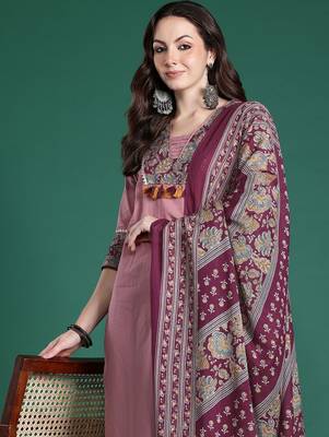 Floral Print Pure Cotton Kurta with Trousers & Dupatta 2