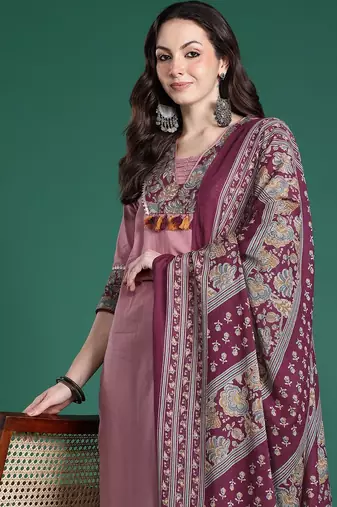 Floral Print Pure Cotton Kurta with Trousers & Dupatta