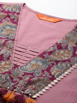 Floral Print Pure Cotton Kurta with Trousers & Dupatta 3