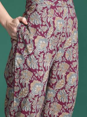 Floral Print Pure Cotton Kurta with Trousers & Dupatta 4