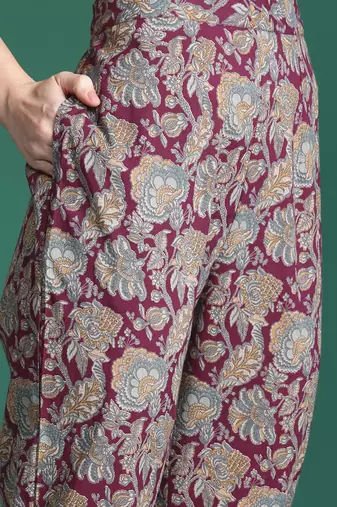 Floral Print Pure Cotton Kurta with Trousers & Dupatta