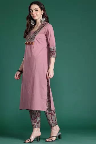 Floral Print Pure Cotton Kurta with Trousers & Dupatta
