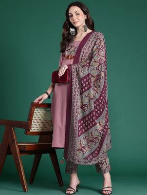 Floral Print Pure Cotton Kurta with Trousers & Dupatta 8