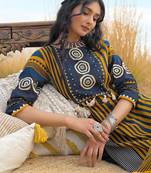 women ethnic motifs printed regular thread work  cotton kurta with trousers & with dupatta