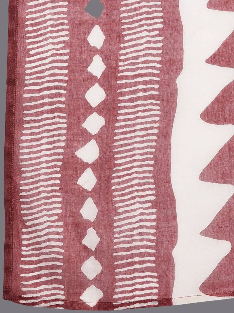 Floral Printed Round Neck Three-Quarter Sleeves Pure Cotton Kurta Set