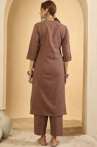 Women Ethnic Motifs Embroidered Regular Thread Work Pure Cotton Kurta with Trousers