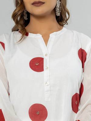 Women Printed Panelled Sequinned Pure Cotton Kurta Trousers & Dupatta 2