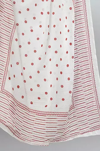 Women Printed Panelled Sequinned Pure Cotton Kurta Trousers & Dupatta