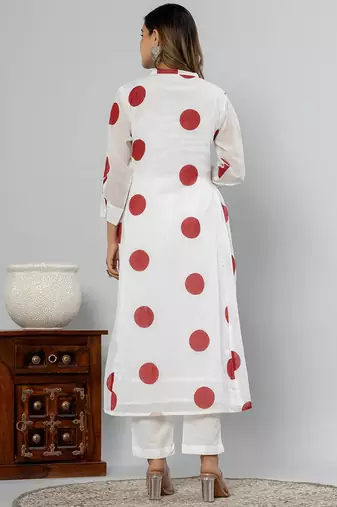Women Printed Panelled Sequinned Pure Cotton Kurta Trousers & Dupatta