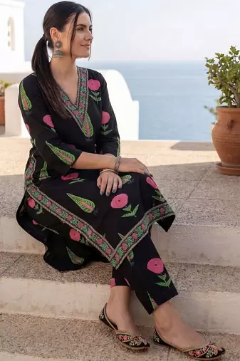 Women Floral Printed Regular Pure Cotton Kurta with Palazzos
