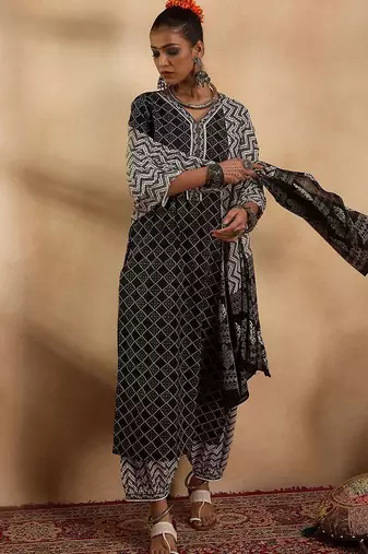 Women Printed Regular Pure Cotton Kurta with Salwar & With Dupatta