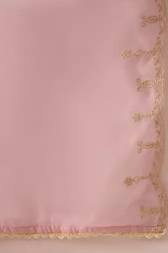 Floral Yoke Design Straight Sequinned Liva Kurta with Trousers & Dupatta