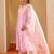 Floral Yoke Design Straight Sequinned Liva Kurta with Trousers & Dupatta