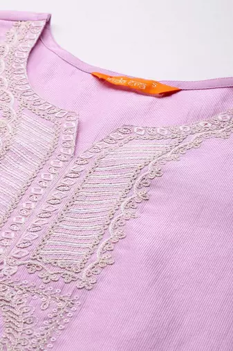 Ethnic Motifs Embroidered Thread Work Liva Kurta with Trousers & With Dupatta