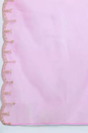 Ethnic Motifs Embroidered Thread Work Liva Kurta with Trousers & With Dupatta