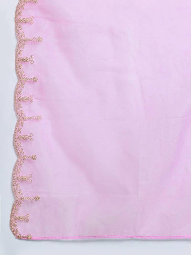 Ethnic Motifs Embroidered Thread Work Liva Kurta with Trousers & With Dupatta