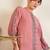 Pink Floral Printed Above Knee Shirt Collar Straight Kurta With Trouser