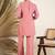 Pink Floral Printed Above Knee Shirt Collar Straight Kurta With Trouser
