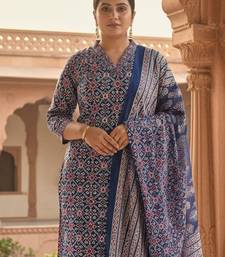Women Ethnic Motifs Printed Pure Cotton Straight Kurta with Trousers & Dupatta