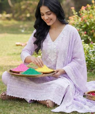Women Ethnic Motifs Embroidered Regular Thread Work Pure Cotton Kurta with Trousers & With Dupatta 2