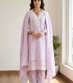 Women Ethnic Motifs Embroidered Regular Thread Work Pure Cotton Kurta with Trousers & With Dupatta