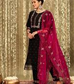 Floral Embroidered Round Neck Three-Quarter Sleeves Thread Work Kurta Set
